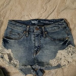 Lace jean shorts